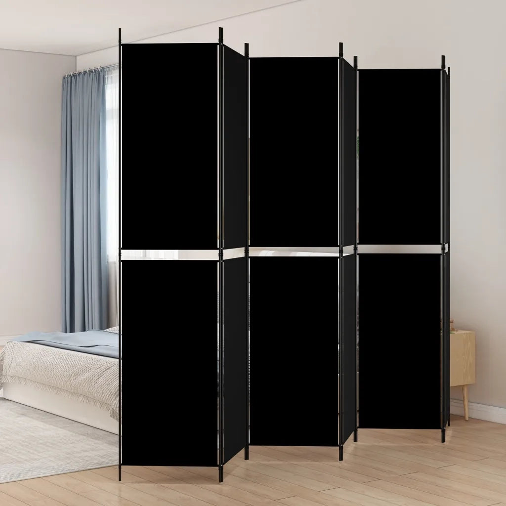 Divisorio Ambienti | Divider per stanze | Paravento a 6 Pannelli Nero 300x220 cm in Tessuto