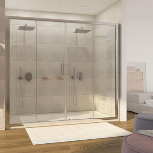 Porta Parete Doccia 190 cm 2 Ante Scorrevoli in Cristallo Trasparente 6mm H195 Bonussi Giuly