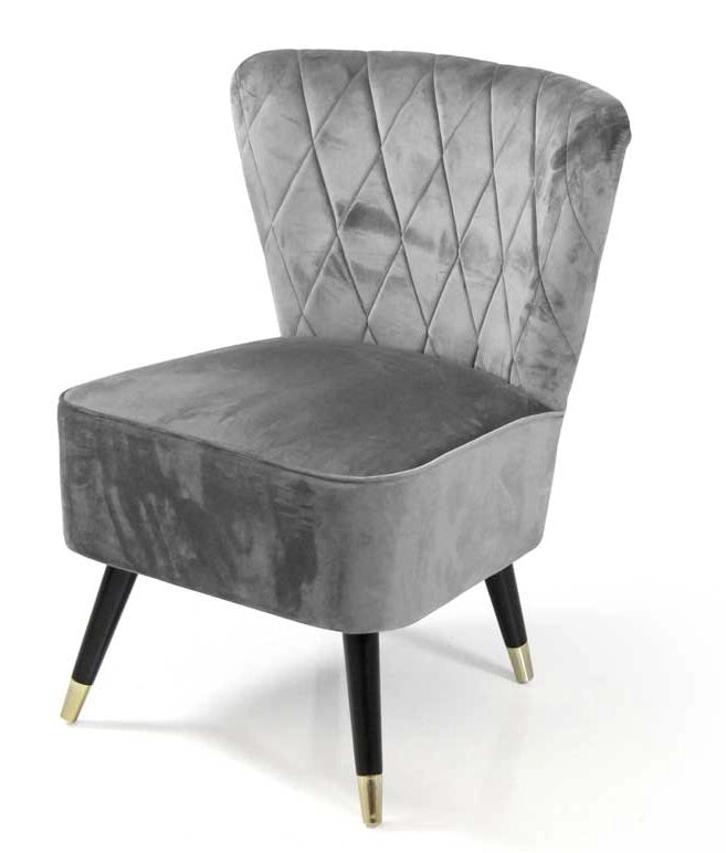 POLTRONA IN VELLUTO CON GAMBE NERE 63,5 X 66 X 84 CM CM COLORE GRIGIO