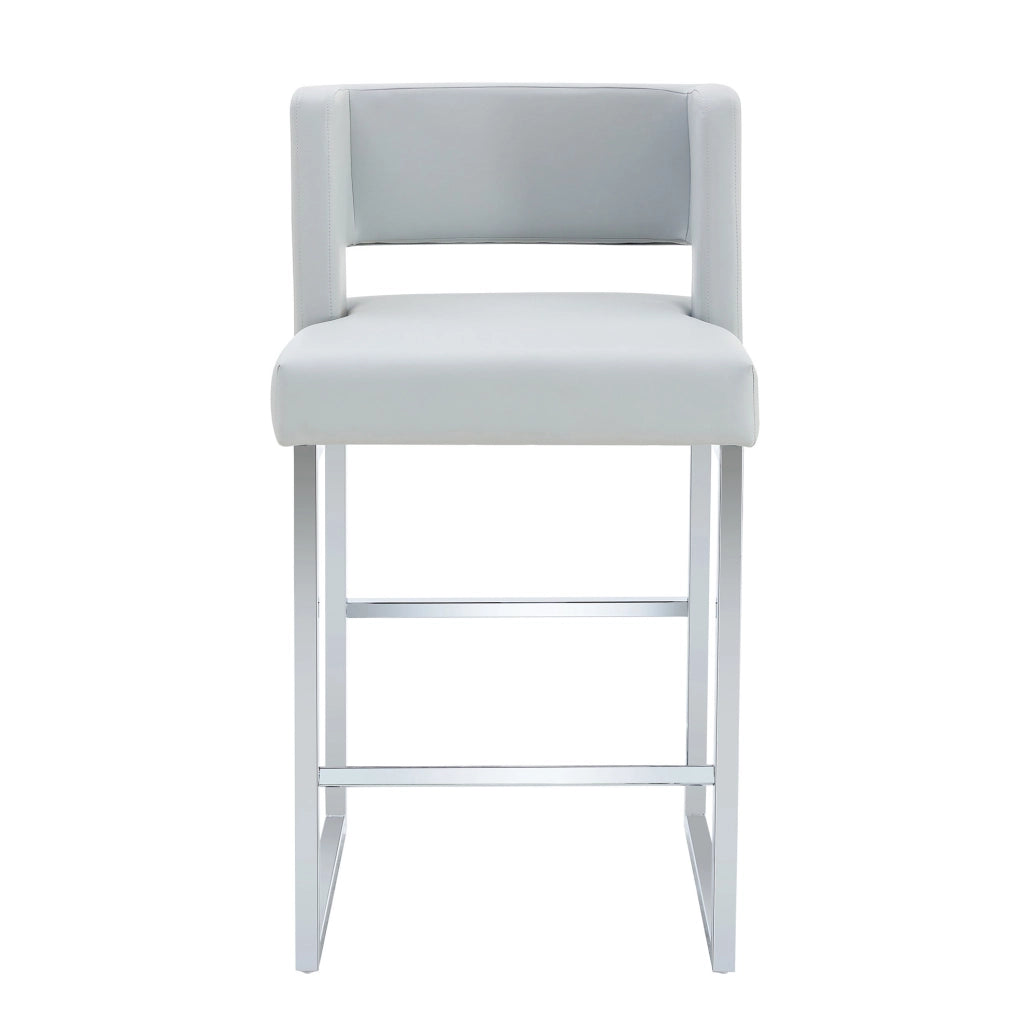 Sgabello da bar 91;4 cm con seduta imbottita in PU e gambe in metallo; grigio chiaro