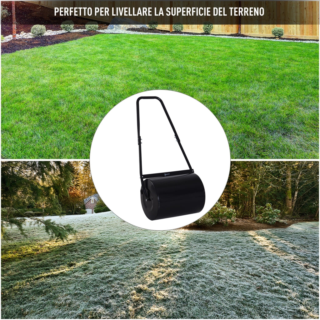 Rullo da Giardino in Metallo ¨C zephmum ¨C Nero, Serbatoio 60L, 57x40x123cm