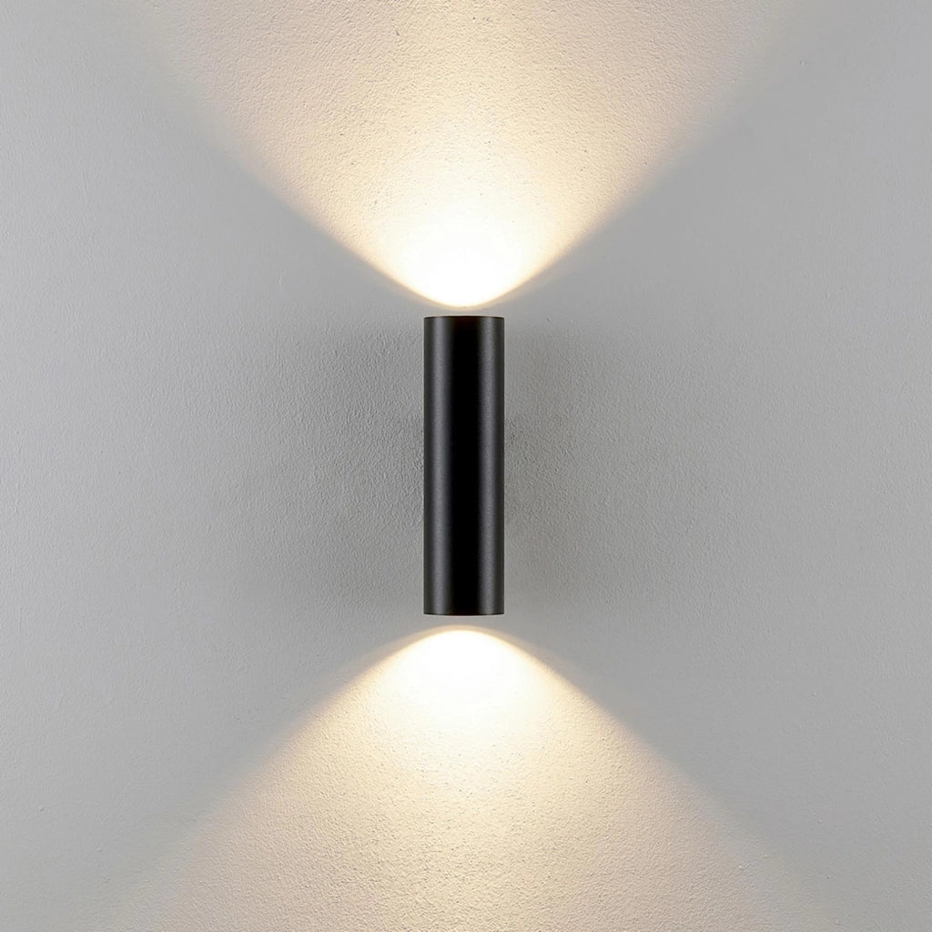 CAN applique moderno da parete doppia emissione GU10 lampada cilindro muro luce ingresso camera da letto 230V COLORE NERO
