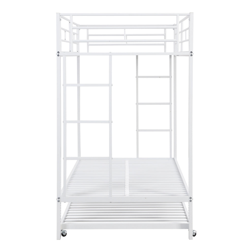 Letto a castello 90x200 cm; con letto estraibile; metallo; bianco
