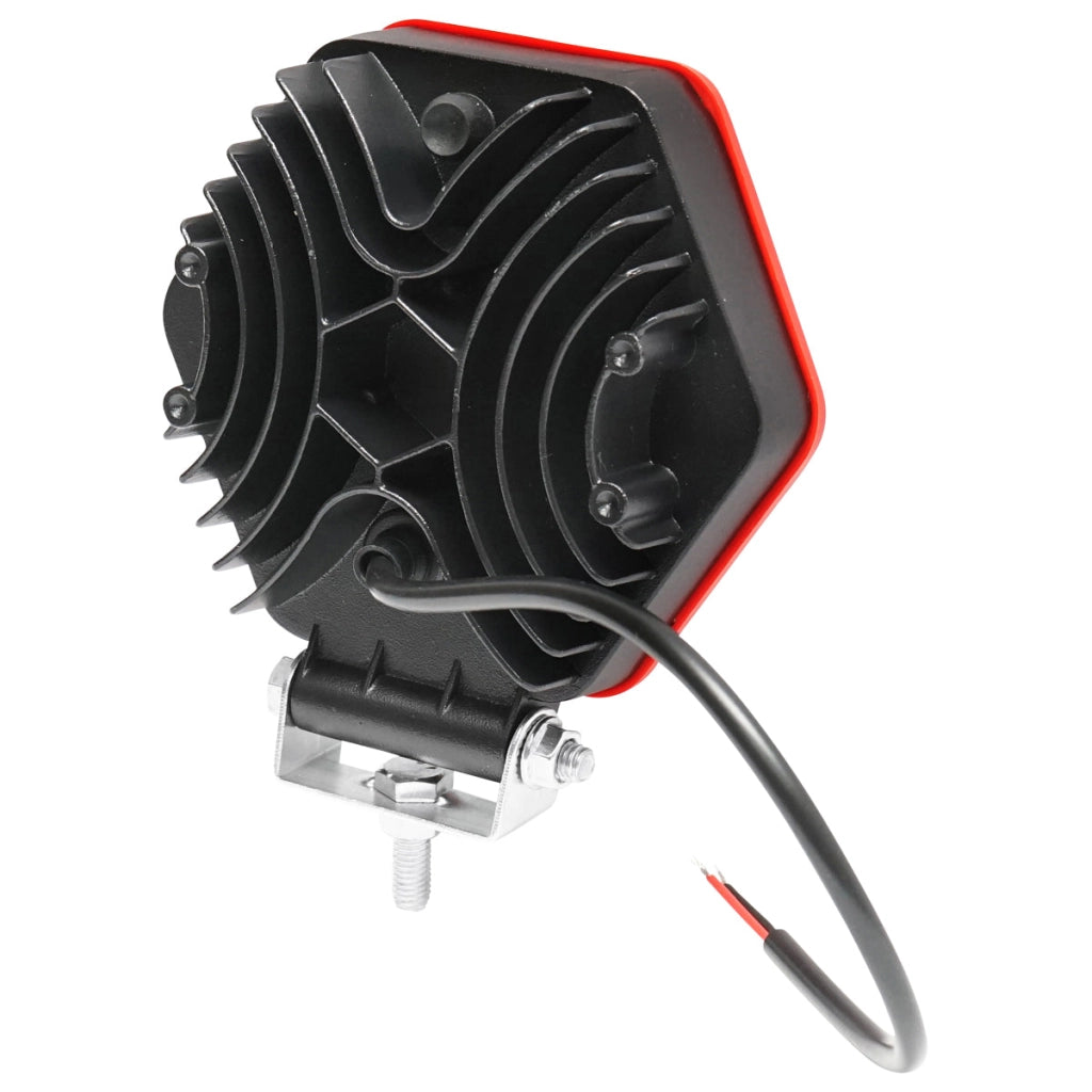 Lampada esagonale con griglia di plastica rossa, 16 LED, DC 10-60V, 48W, angolo 30°