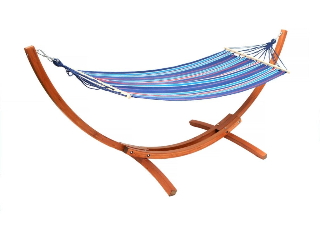 Amaca in legno con tela di cotone "Dallas" - 3 m - Blu misto