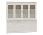 Credenza cristalliera in legno 4 porte mod Martini Shabby chic bianca