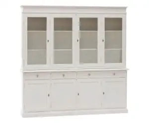 Credenza cristalliera in legno 4 porte mod Martini Shabby chic bianca