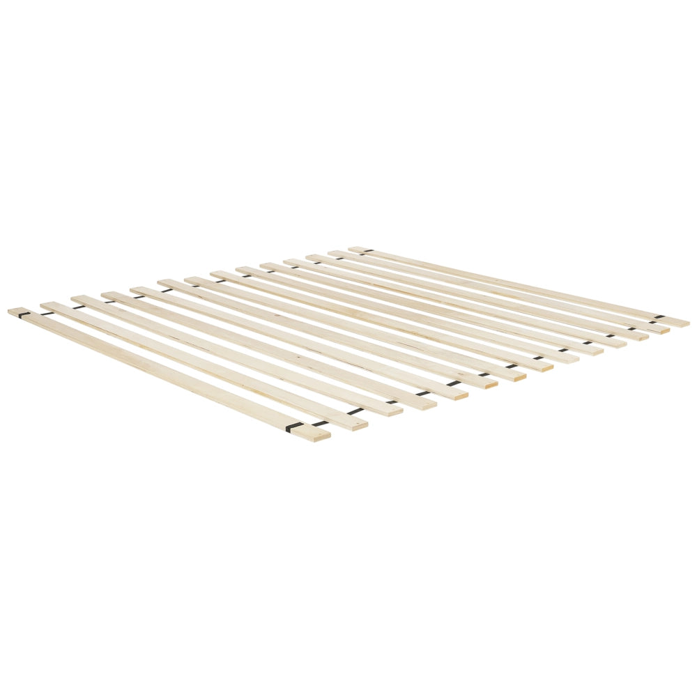 Letto matrimoniale moderno base a doghe con testata a treccia viennese in legno di gomma scuro 180 x 200 cm