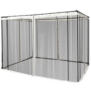 ZANZARIERA PER GAZEBO 3X3M CON CERNIERE E ANELLI, PANNELLI DA 302X207CM, NERO/BEIGE