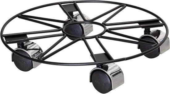 Carrello per piante in acciaio con verniciatura nera - Ø 30 x 6,5 cm per uso interno - Capacità di carico 60 kg