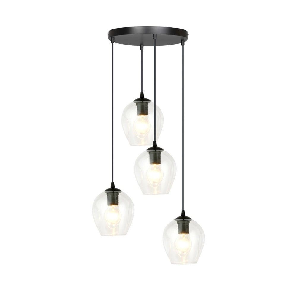 Lampada a sospensione ISTAR in metallo nero e vetro