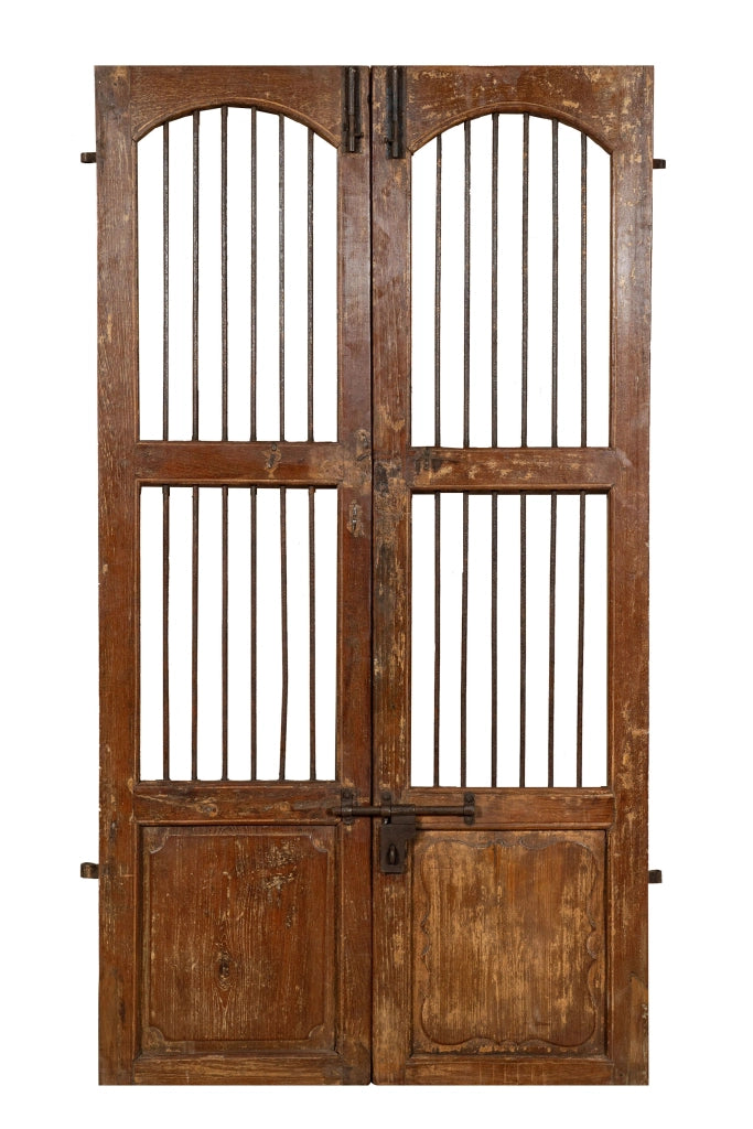 Biscottini Porta portone in legno massello e ferro da interno o da esterno vecchia e antica medievale scorrevole