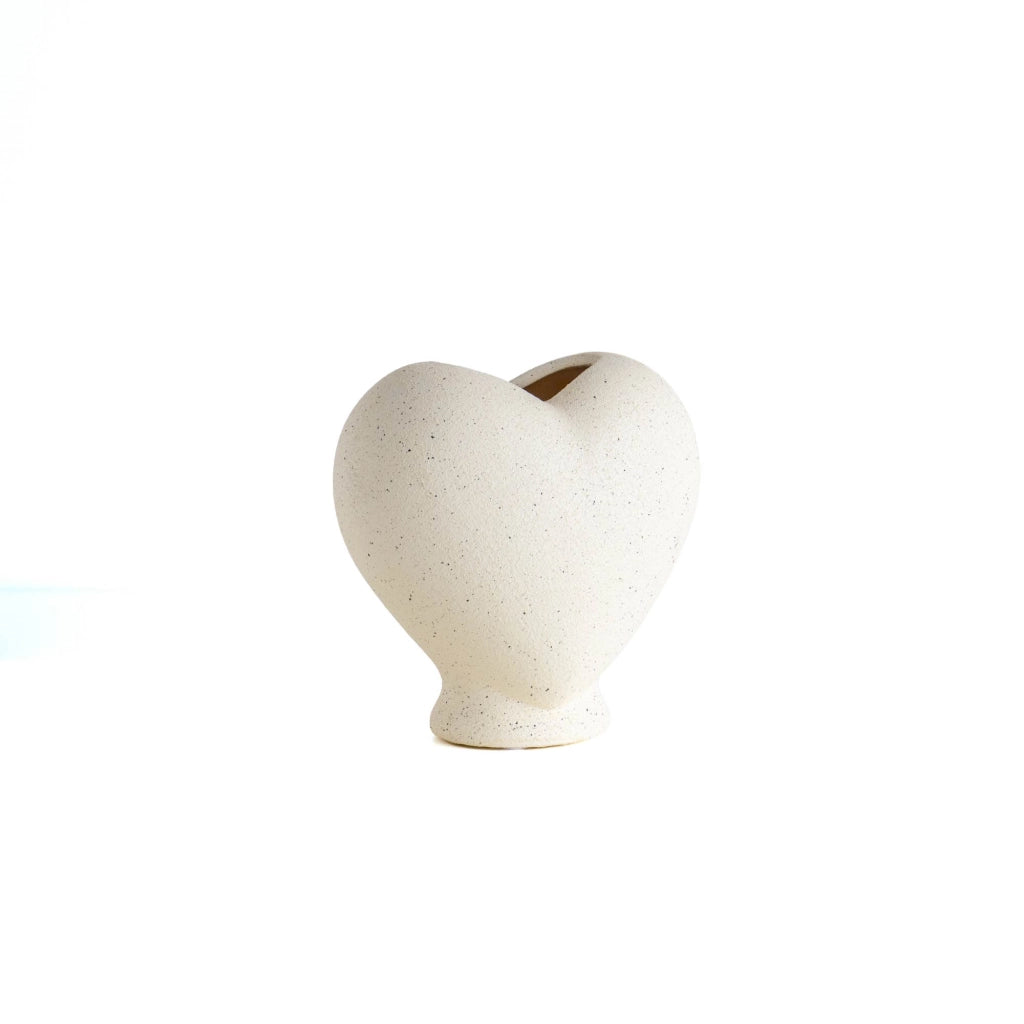 Vaso Decorativo Moderno da Interno in Ceramica – Collezione Design Elegante per Arredo Casa,Vasi Da Soggiorno, Tavolo o Salotto Soprammobile Di Design Cuoricino - Bianco Natural