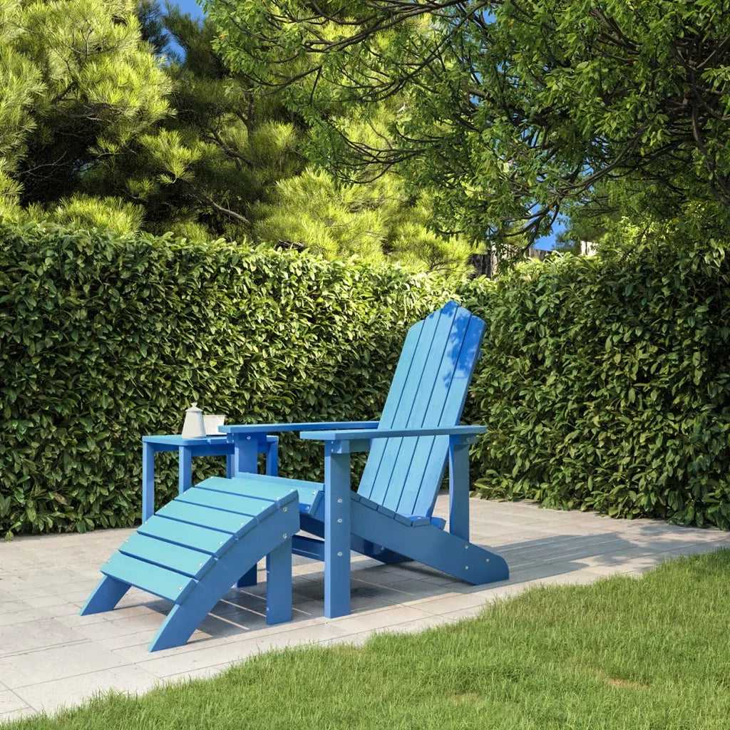 Sedia da Giardino | Sedie da Esterno Adirondack con Poggiapiedi Blu Acqua in HDPE