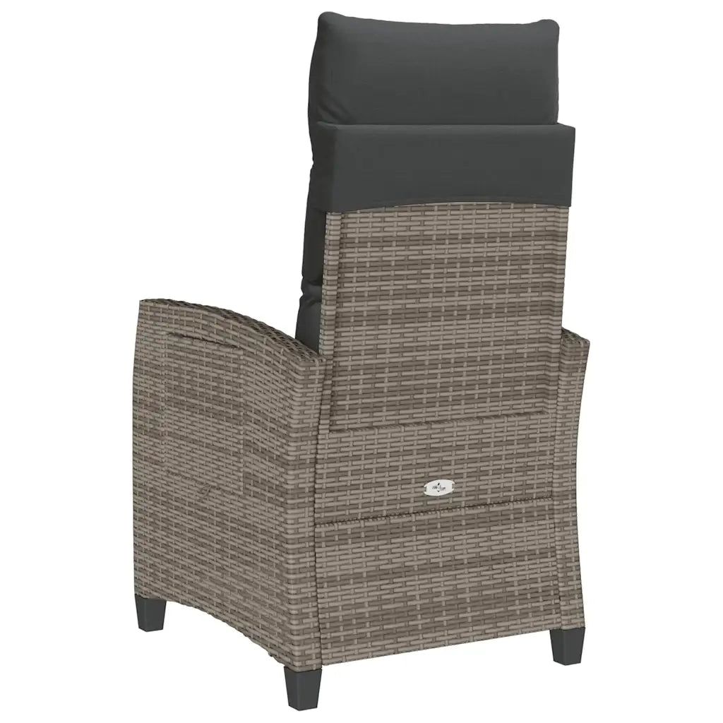 Sedia Reclinabile da Giardino con Tavolino Grigio Polyrattan 4108271