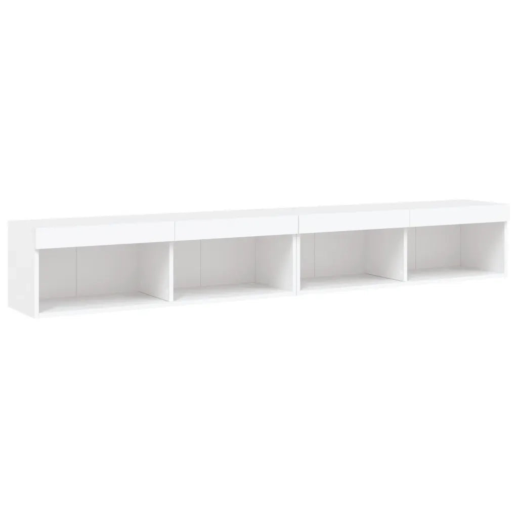 vidaXL Mobili Porta TV con Luci LED 2 pz Bianchi 100x30x30 cm