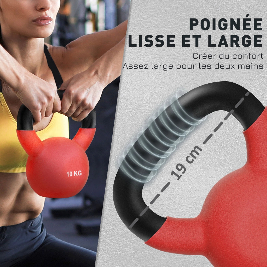 Kettlebell 10 kg ¨C zephmum ¨C metallo rosso e nero 19x12x22 cm