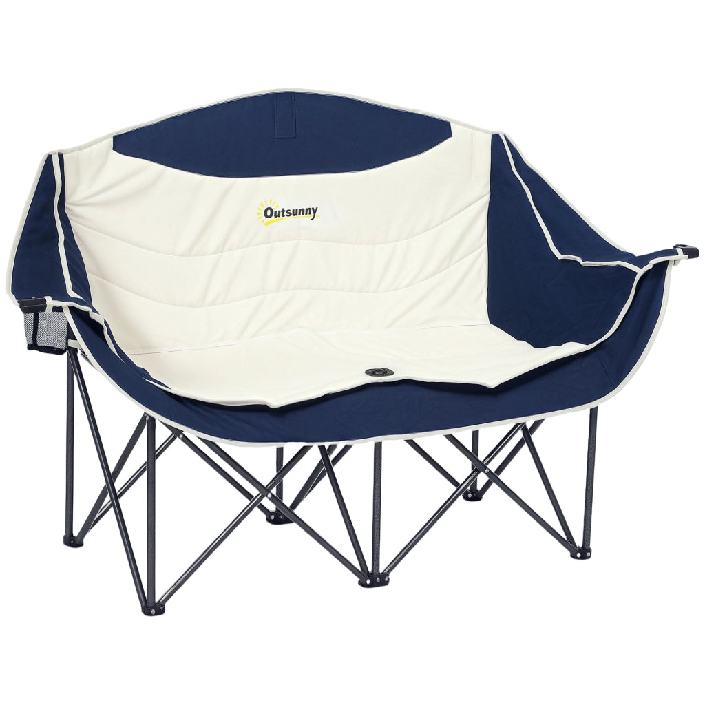 Sedia pieghevole da campeggio 2 posti con porta bevande e borsa ¨C zephmum ¨C blu