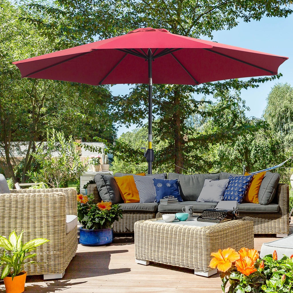 EasyComfort Ombrellone da Giardino 3x2.5 m Inclinabile con Palo Smontabile, in Metallo e Poliestere Rosso Scuro