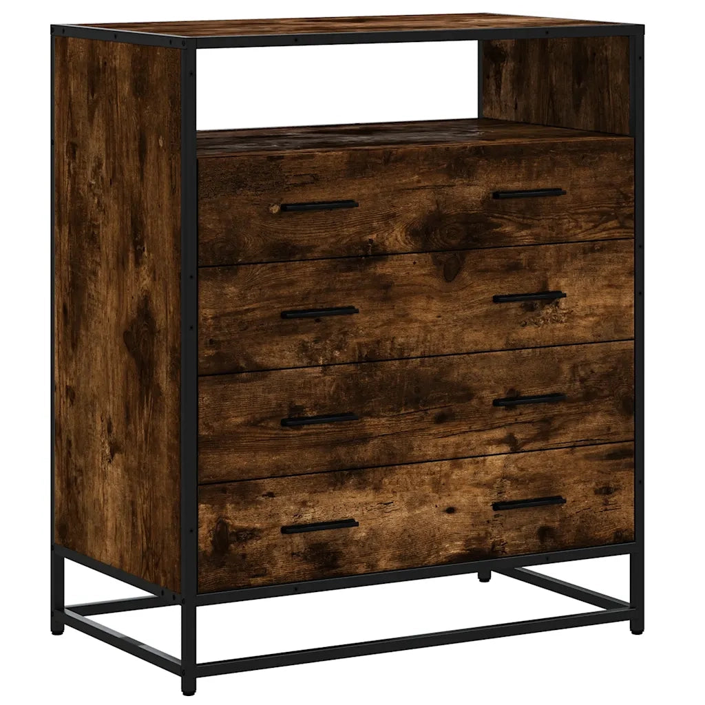 Cassettiera Rovere Fumo 70x41x83,5 cm in Legno Multistrato 849091