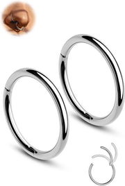 Orecchini di sete titanio per piercing daith tragus conch e septum - 16G 18G 20G 6mm 7mm 8mm 9mm 10mm - 2 pezzi