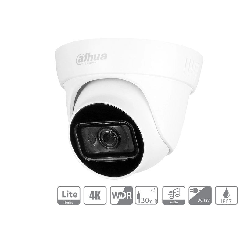 Telecamera Analogica Dome 4K 8MP Ottica Fissa 3.6mm HDCVI IR Eyeball IP67 DC12V DAHUA HAC-HDW1801TL