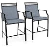 Set di 2 Sedie da Giardino, Poltrona da Bar per Patio, Sedie da Pranzo Altezza con Poggiapiedi e Braccioli, con Gambe in Metallo, Portata 180 kg, 66 x 62 x 114 cm (Blu)