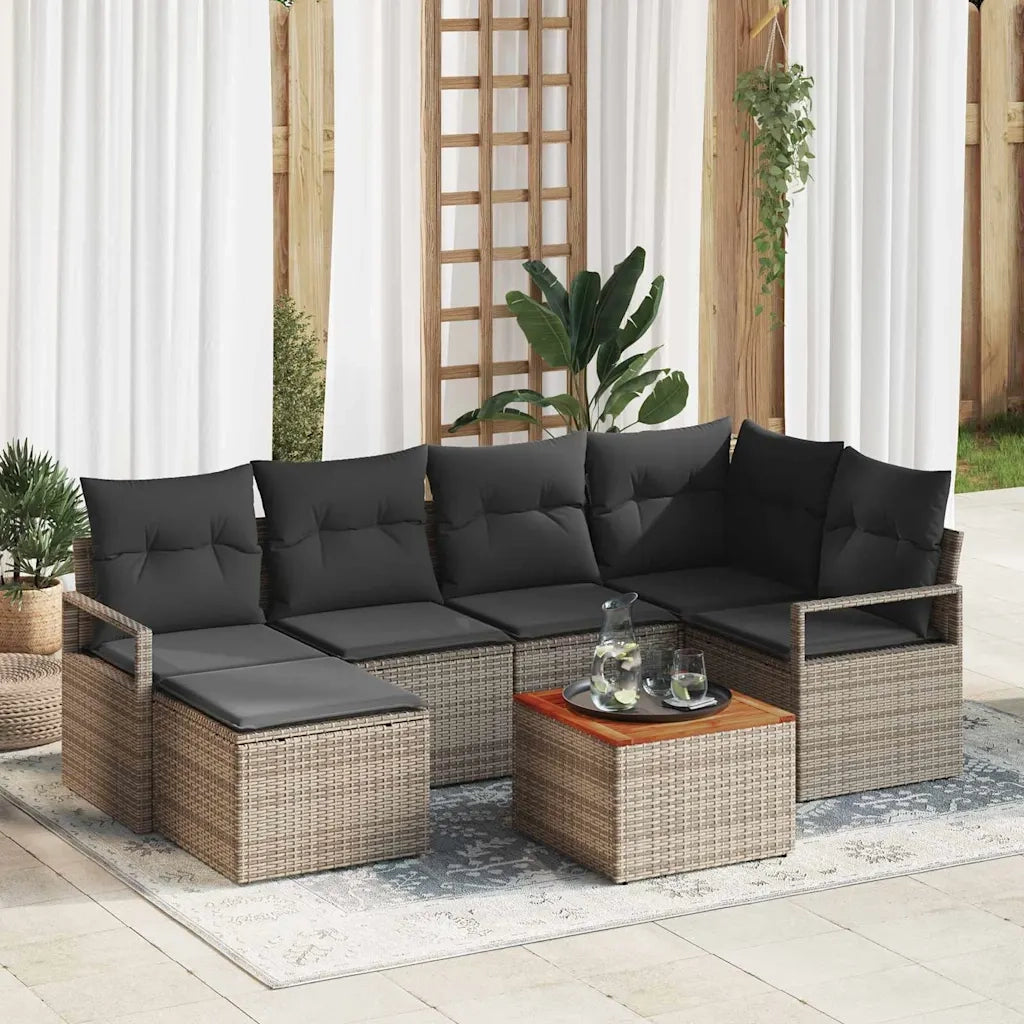 Set Divano da Giardino con cuscino 7 pcs Grigio polyrattan 3347727