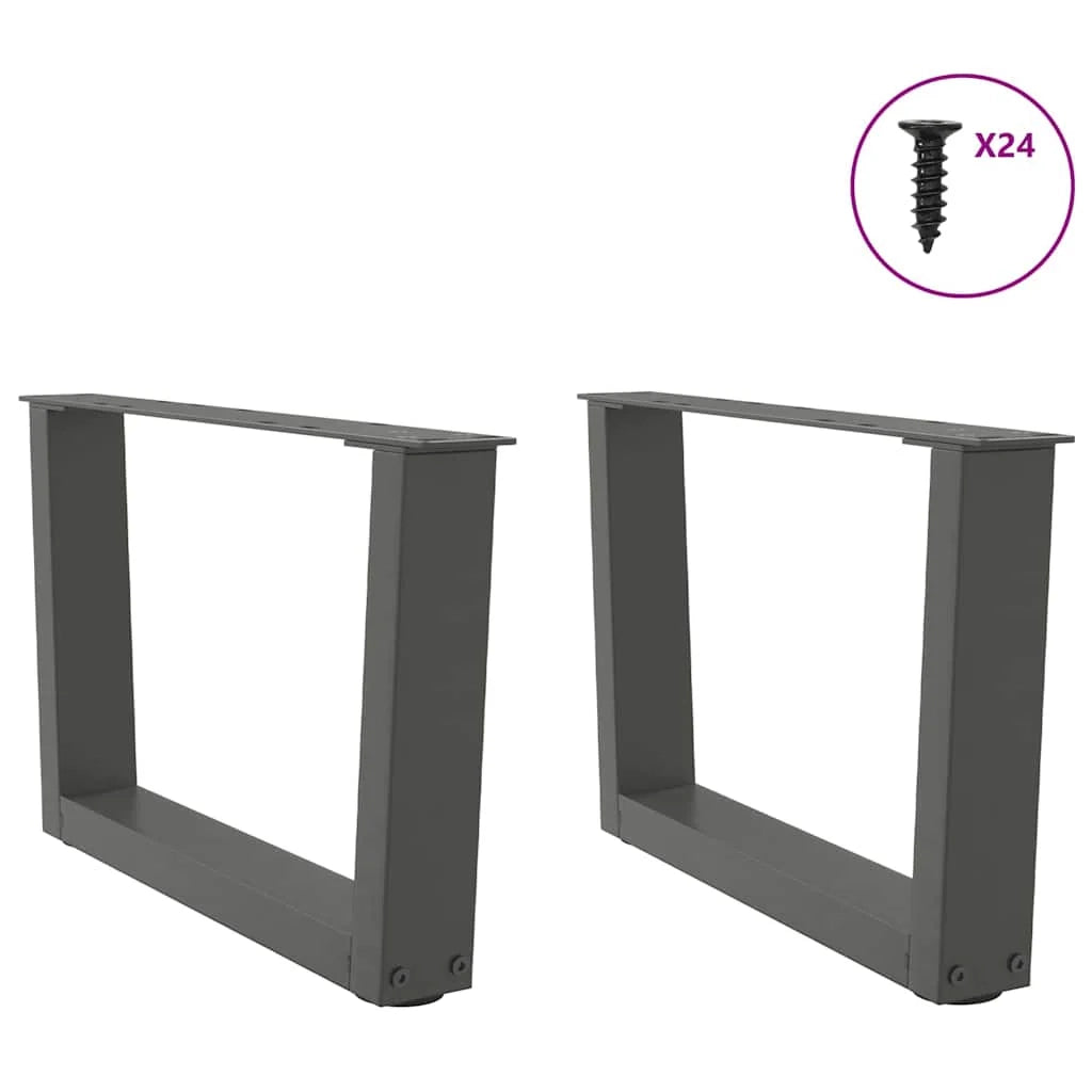Set di 2 gambe regolabili per tavolino da caffè a forma di V 60 x 30 cm design moderno acciaio antracite 02_0056902