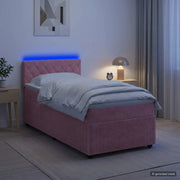 Letto box spring con materasso Rosa 80 x 200 cm Velluto 3453028