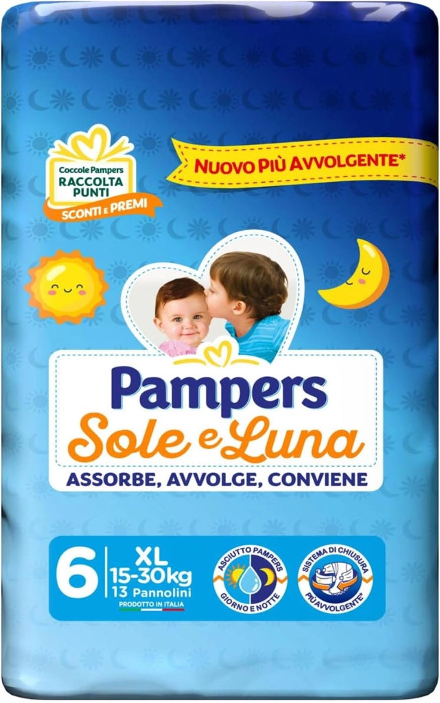 PANNOLINI PAMPERS SOLE E LUNA CONFEZIONE DA 13 PEZZI TAGLIA 6 NEW EXTRA