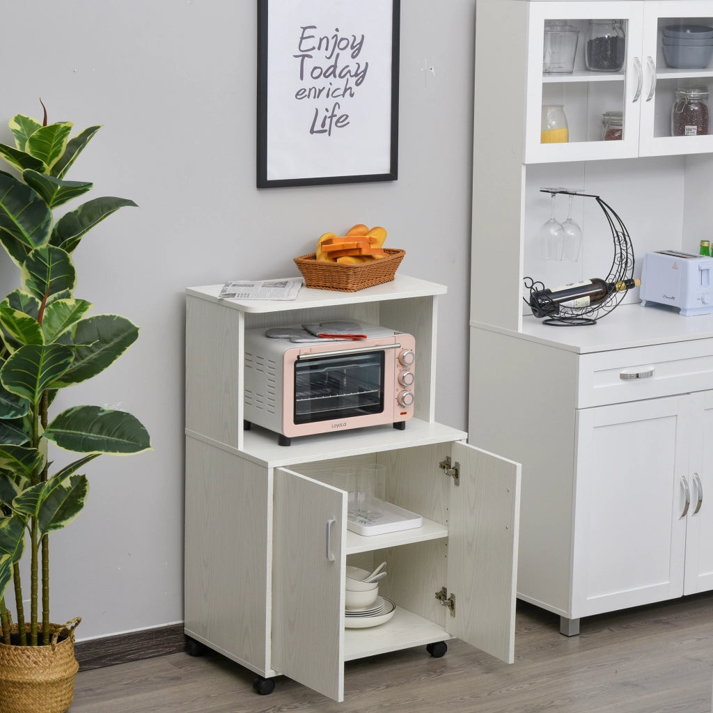 Carrello per microonde con ante ¨C zephmum ¨C bianco 60.4x40.3x97 cm