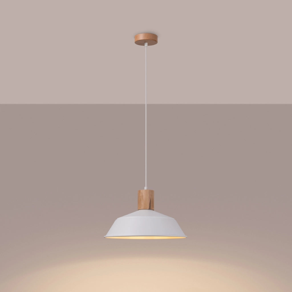 Lampada a sospensione bianca URBANO legno E27 15W Pure Lume