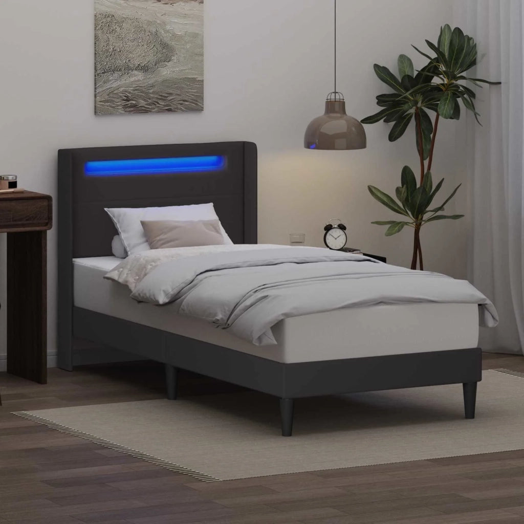 Struttura del letto con testiera Grigio 100 x 200 cm Similpelle