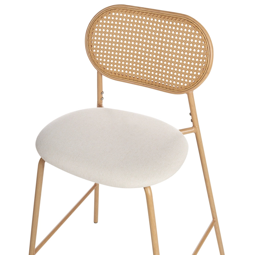 Set di 2 sedie da bar con struttura in metallo e schienale in rattan legno chiaro sgabelli da bar eleganti
