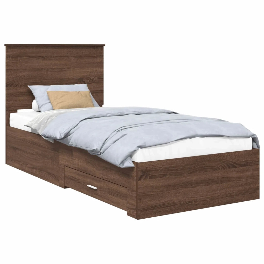 Struttura del letto Rovere Marrone e Argento 75 x 190 cm 3409718