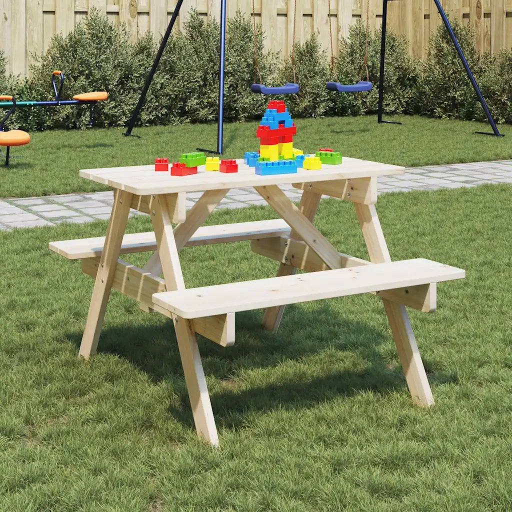 Tavolino da Giardino | Tavolo da Picnic per 4 Bambini con Foro Ombrellone Legno Abete