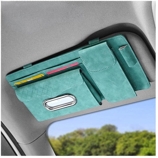 Organizzatore per auto multifunzionale con tasca in pelle di pecora - 32 x 15,5 cm - compatibile con 99% delle automobili - modello per organizzare accessori