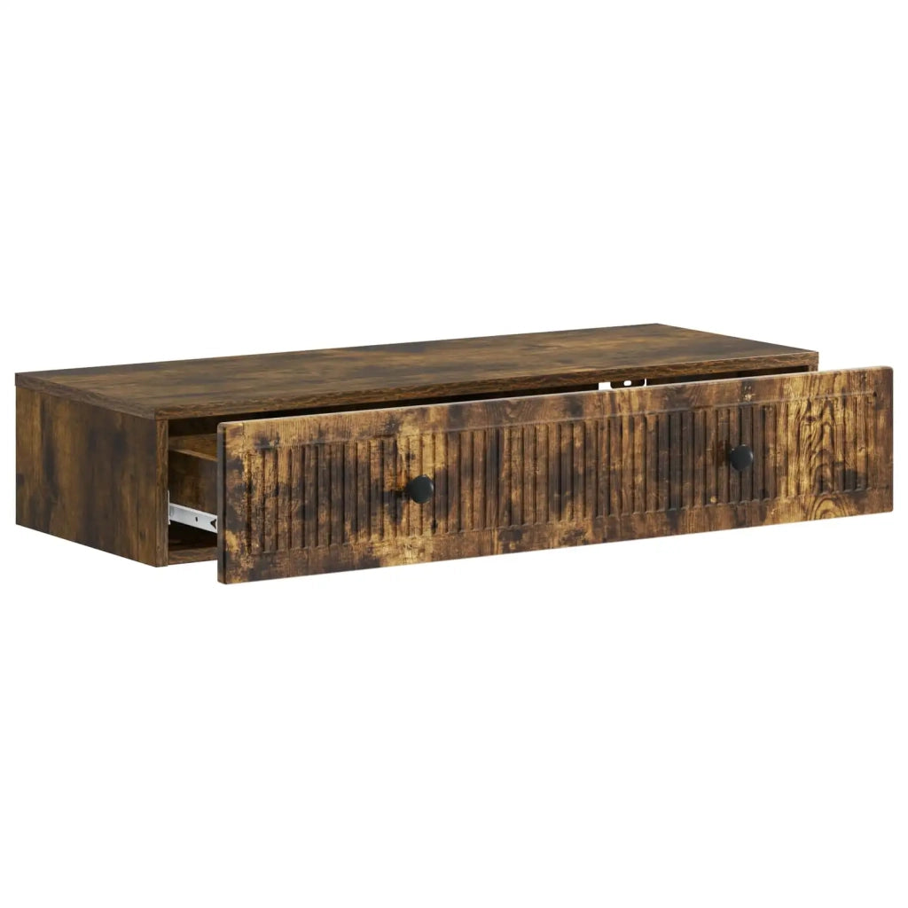 Tavolino da Parete Laterale Rovere Fumo 87,5 x 34,5 x 17 cm