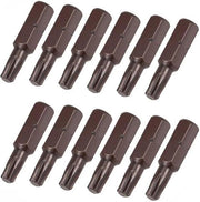 Set di Bit per Torx - 25MM - Zeskant Schacht 1/4" - Magnetico - Elettrici/Trapani - 12 Pezzi (T6-T40, T15) - Rame