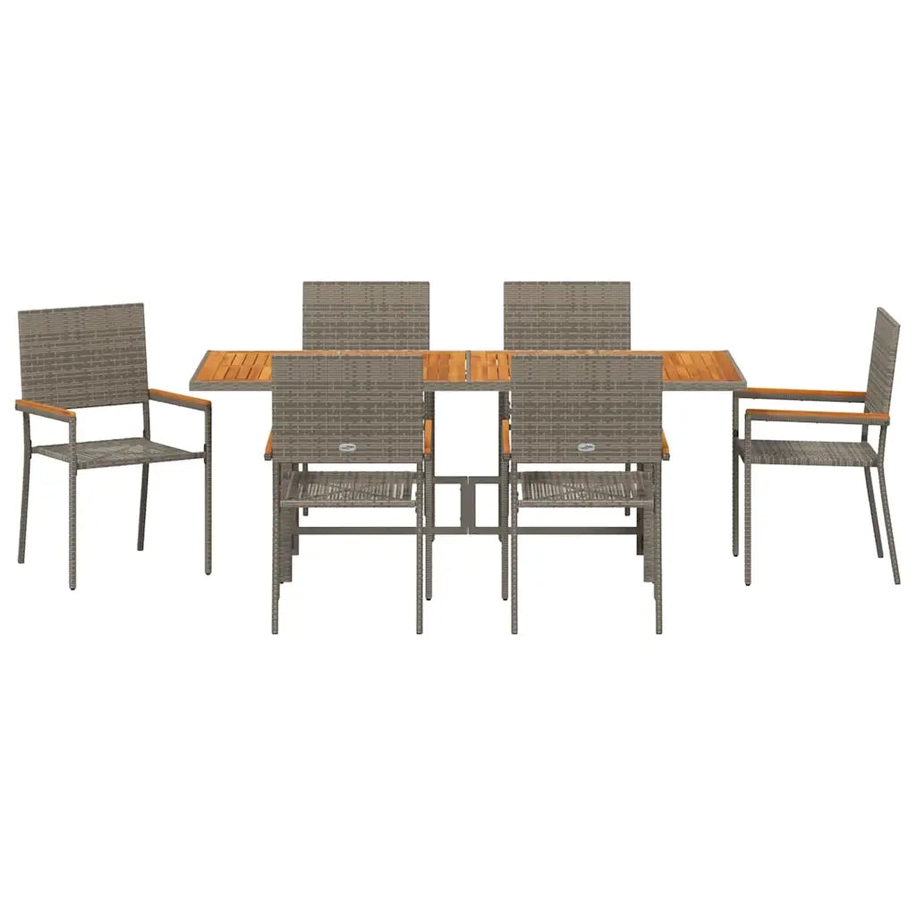 Set da Pranzo per Giardino 7 pcs Grigio polyrattan 3365431