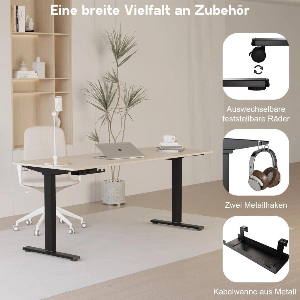 Scrivania Regolabile in Altezza con 2 Motori, portata fino a 120 kg, struttura con controllo memory, protezione da collisioni e funzione Softstart/Stop