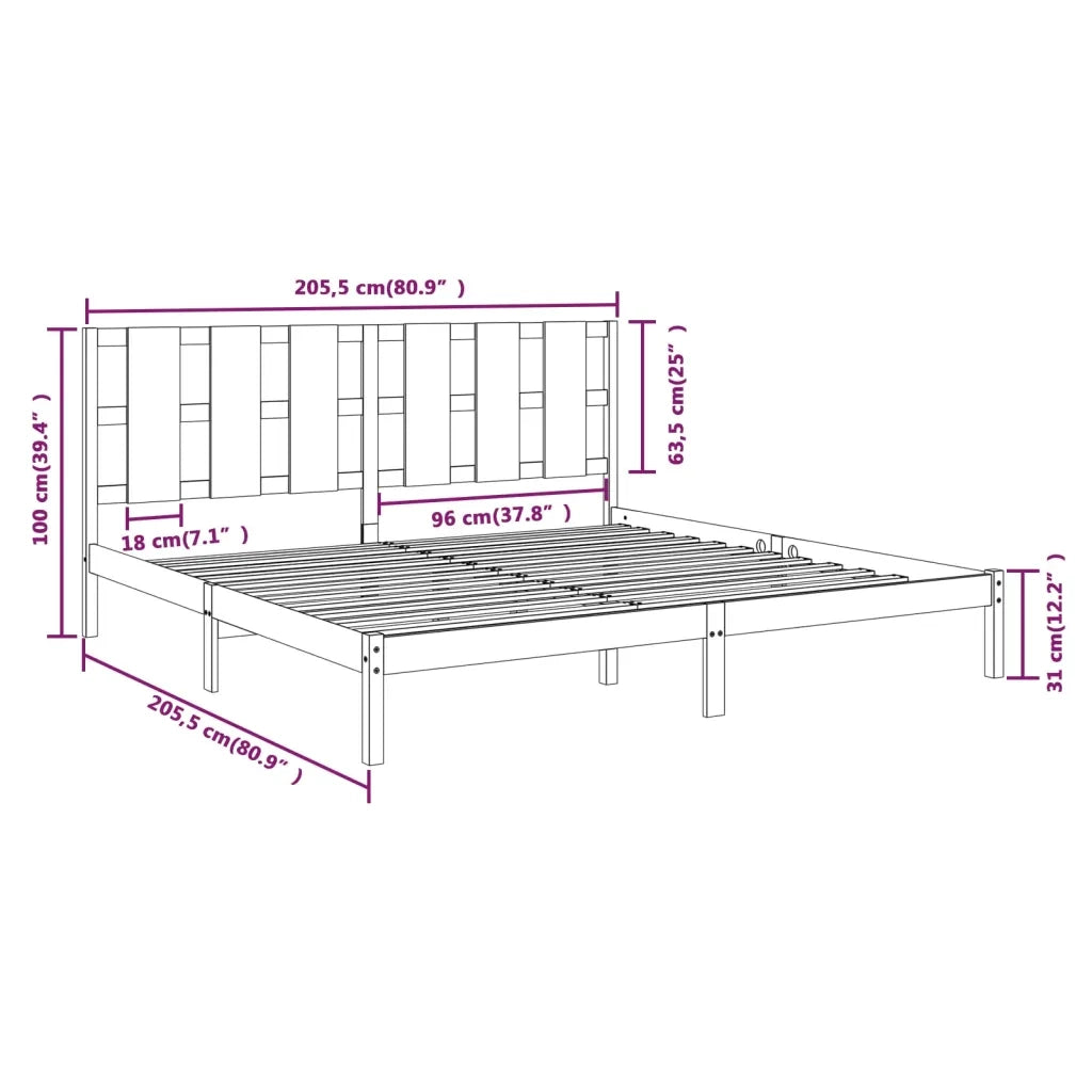Giroletto senza Materasso-Struttura Letto Bianco 200x200 cm Legno Massello Pino 881927