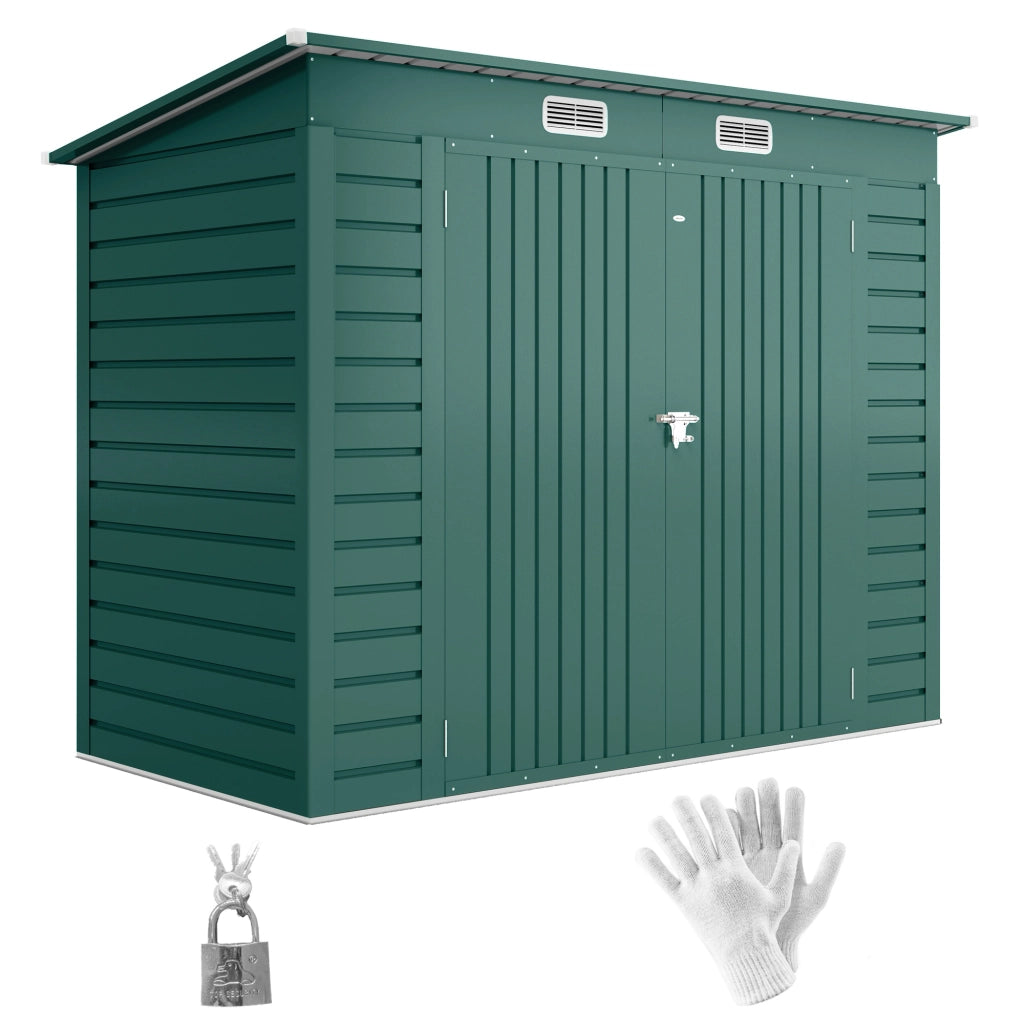 Capanno da Giardino Porta Attrezzi ¨C zephmum ¨C Verde Acciaio 249x121x183 cm