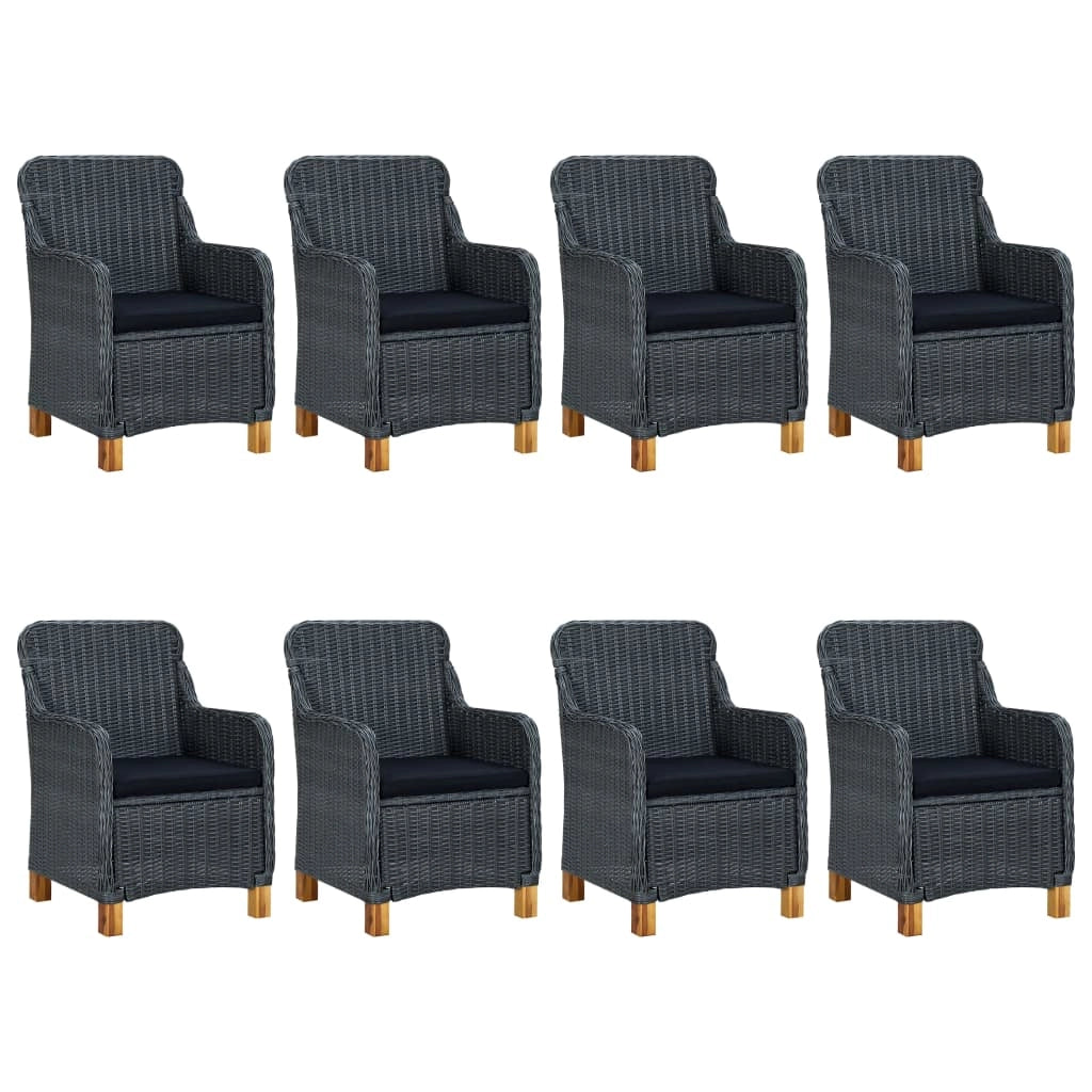 Set da pranzo da 9 pezzi con cuscini resina intrecciata grigio scuro 02_0014643