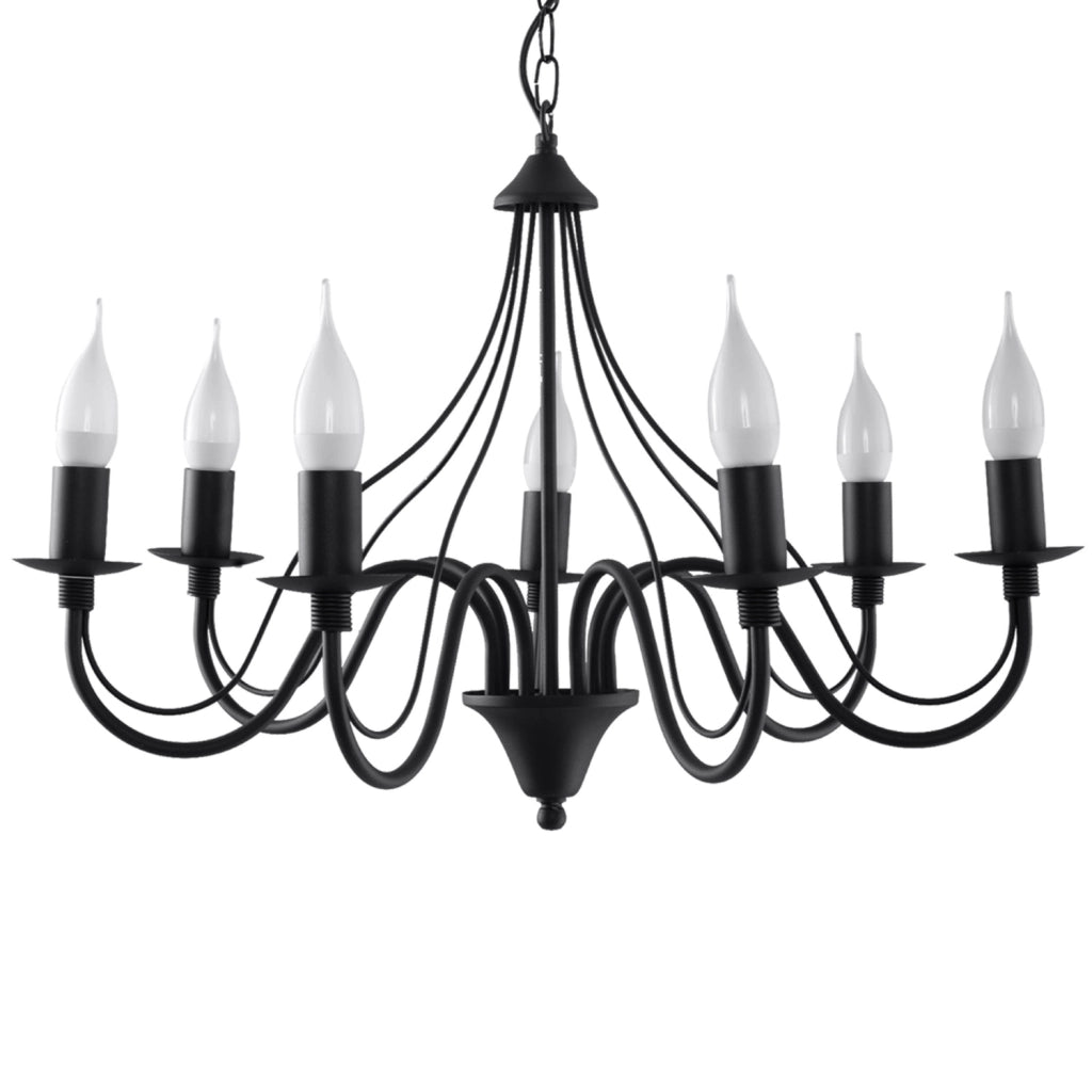 Lampadario Crimson Minerwa a 7 luci in acciaio nero E14 LED Max 10W