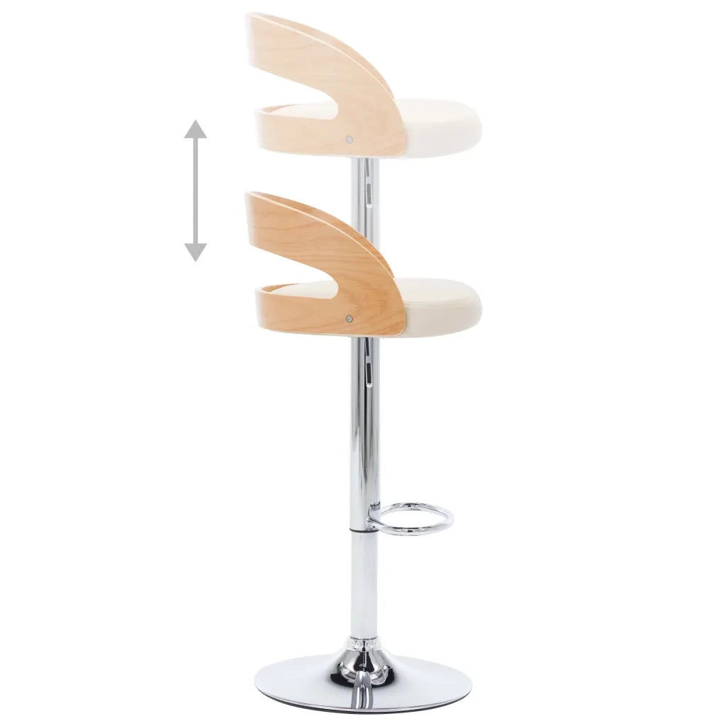 Sgabelli da Bar 2 pz Crema in Similpelle e Legno Curvato 283147