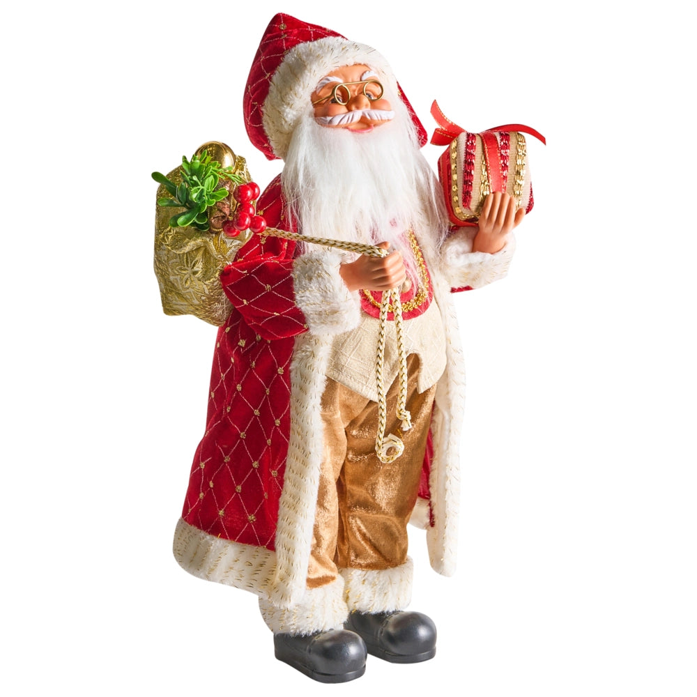 Figurina decorativa in tessuto rosso e materiale sintetico Babbo Natale Figura di Natale Ornamento di Natale