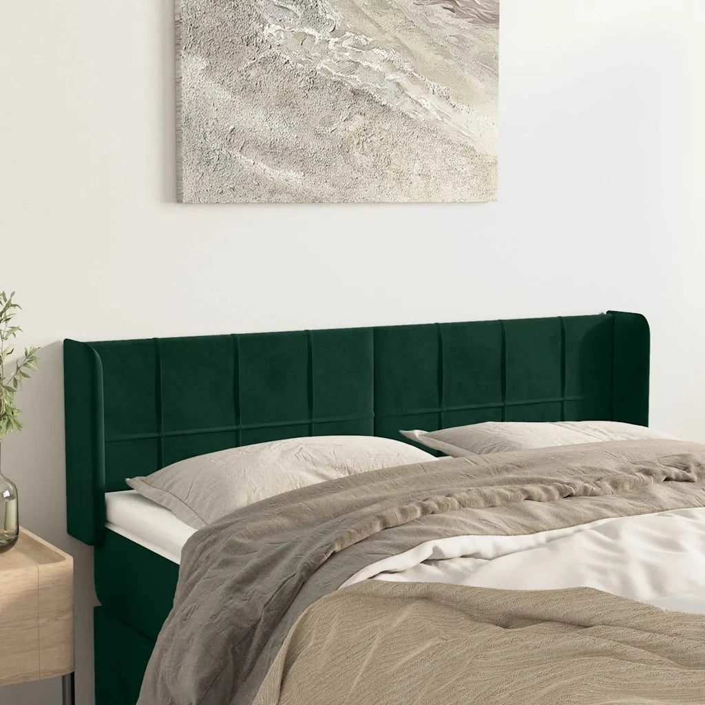 Testiera ad Orecchio Verde Scuro 147x16x78/88 cm in Velluto 3118819
