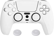 Hoes anti-slip in silicone per controller PS5 - copertura protettiva morbida in gomma + coppe per dito - bianca - accessori per PS5